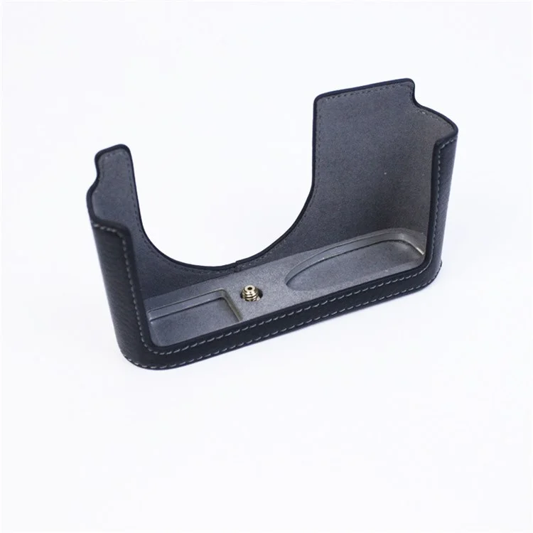 Per Leica Q2 Camera Bottom Case Genuine Leather Detachable Protective Half Body Cover Holder - Nero