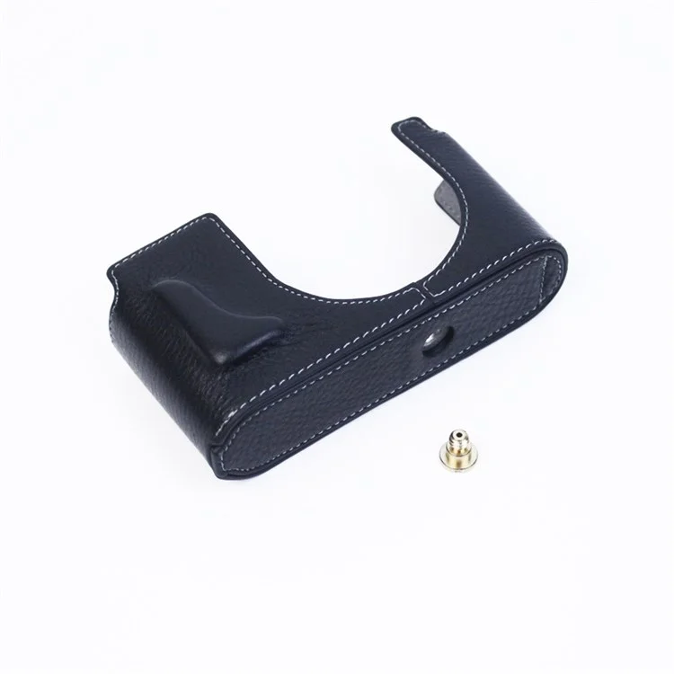 Per Leica Q2 Camera Bottom Case Genuine Leather Detachable Protective Half Body Cover Holder - Nero