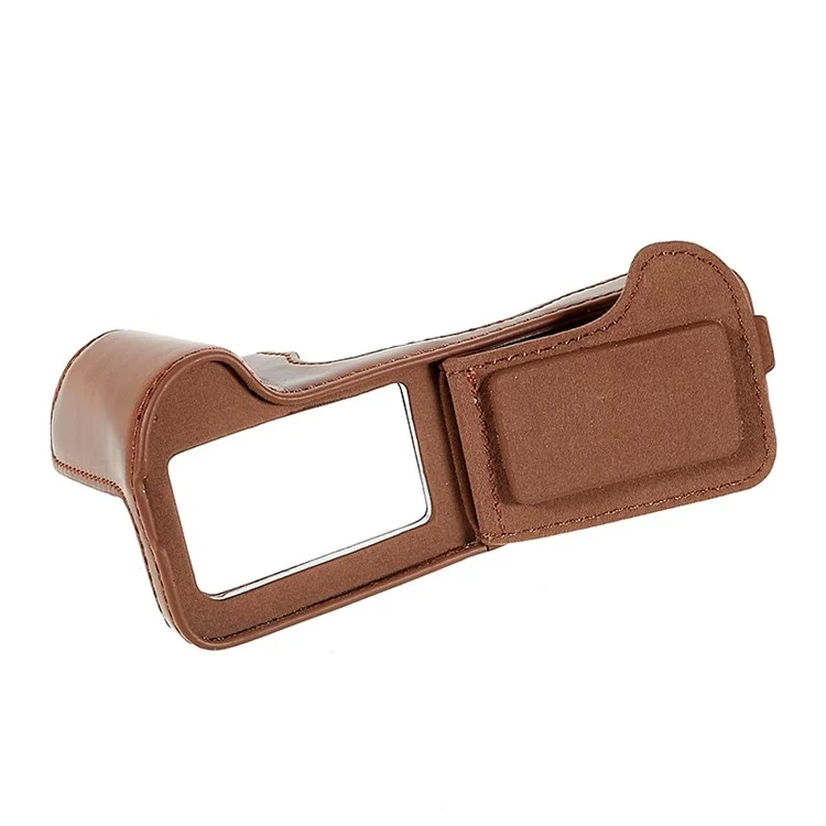 For Fujifilm XT4/X-T4 PU Leather Camera Bottom Case Protective Half Body Cover with Battery Opening - Coffee