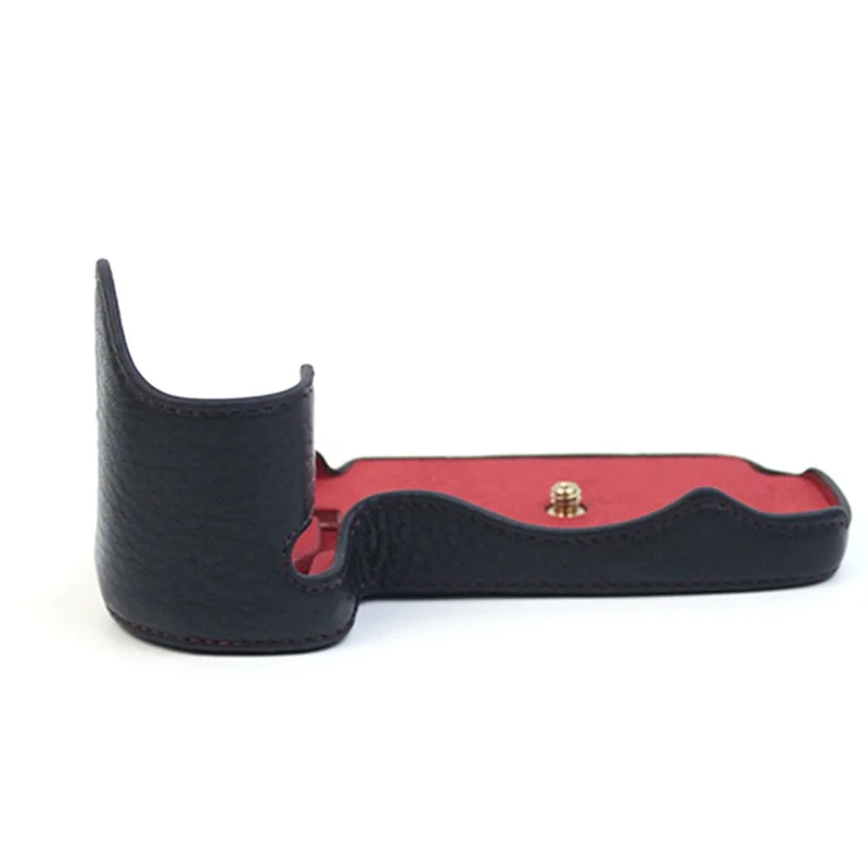 Für Panasonic Lumix GH6/DC-GH6GK Echte Lederkamera Bottom Case Schutzhälfte Mit Batterieöffnungsdesign - Schwarz