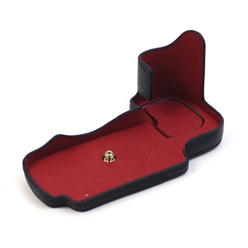 Für Panasonic Lumix GH6/DC-GH6GK Echte Lederkamera Bottom Case Schutzhälfte Mit Batterieöffnungsdesign - Schwarz