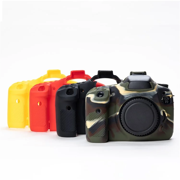 For Canon EOS 7D DSLR Camera Anti-drop Silicone Case Soft Protective Cover - Red