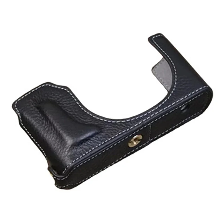 Genuine Leather Protective Case for Leica D-Lux (Typ 109) Digital Cameras Base Cover Support Removable Battery - Black