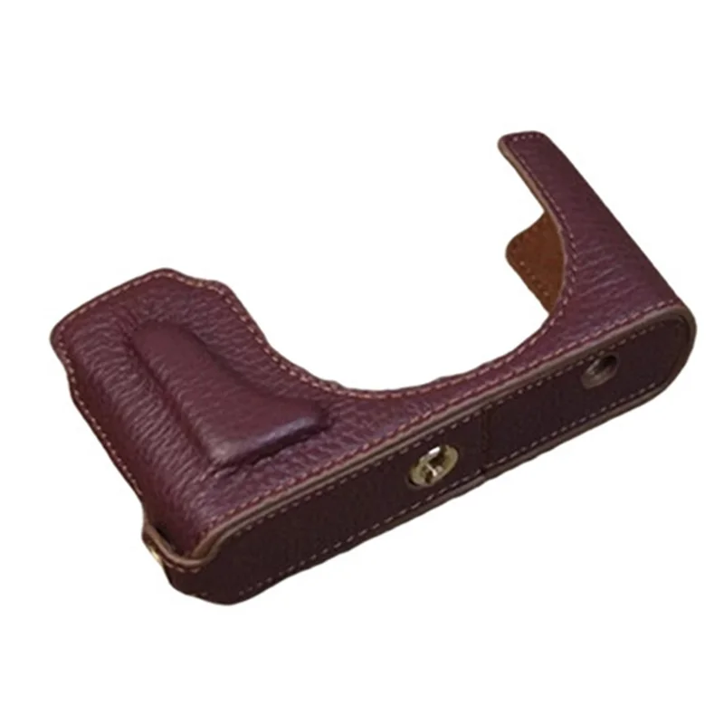 Genuine Leather Protective Case for Leica D-Lux (Typ 109) Digital Cameras Base Cover Support Removable Battery - Coffee