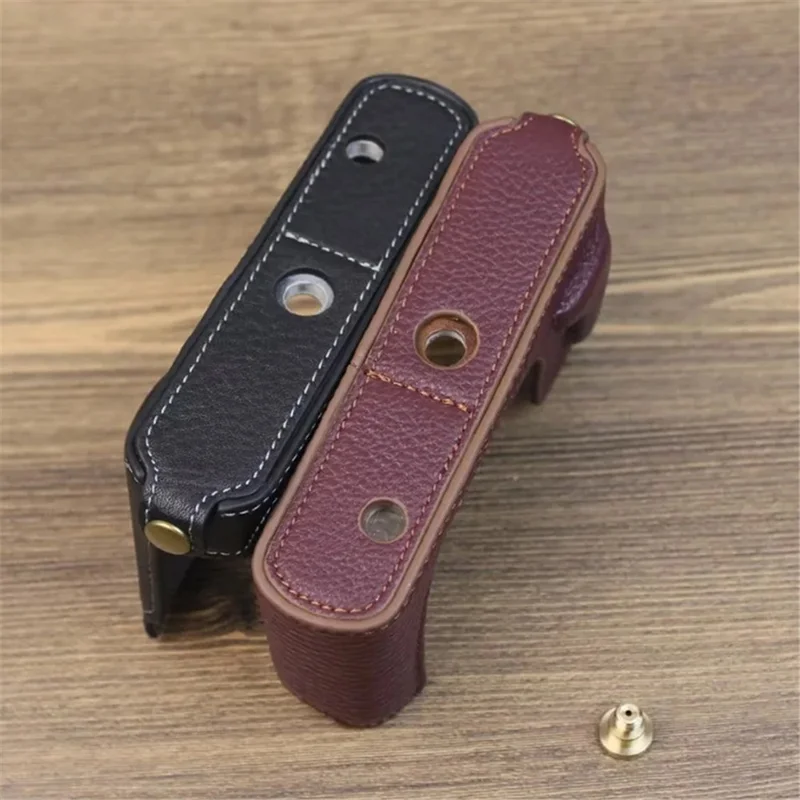 Genuine Leather Protective Case for Leica D-Lux (Typ 109) Digital Cameras Base Cover Support Removable Battery - Coffee