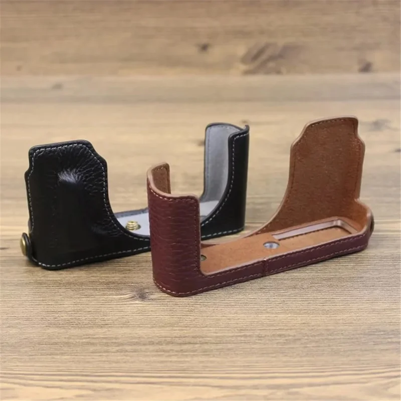 Genuine Leather Protective Case for Leica D-Lux (Typ 109) Digital Cameras Base Cover Support Removable Battery - Coffee