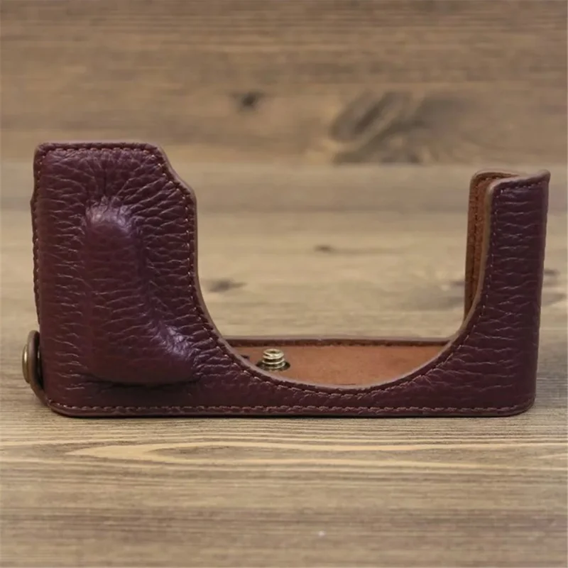 Genuine Leather Protective Case for Leica D-Lux (Typ 109) Digital Cameras Base Cover Support Removable Battery - Coffee