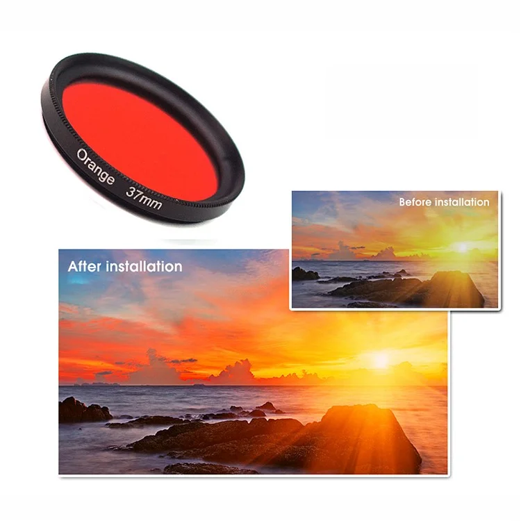 Universal 37mm Complete Graduated Color Filter Lens for Camera - Red