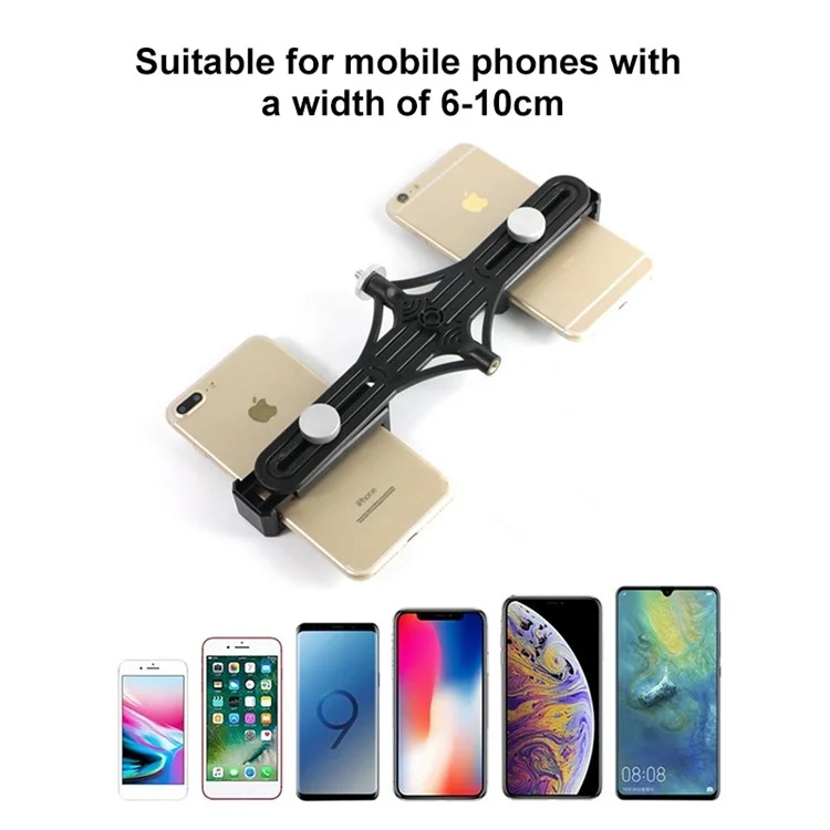 PULUZ PU394 Live Broadcast Dual Phone Brackets Horizontal Holder for Smart Phones