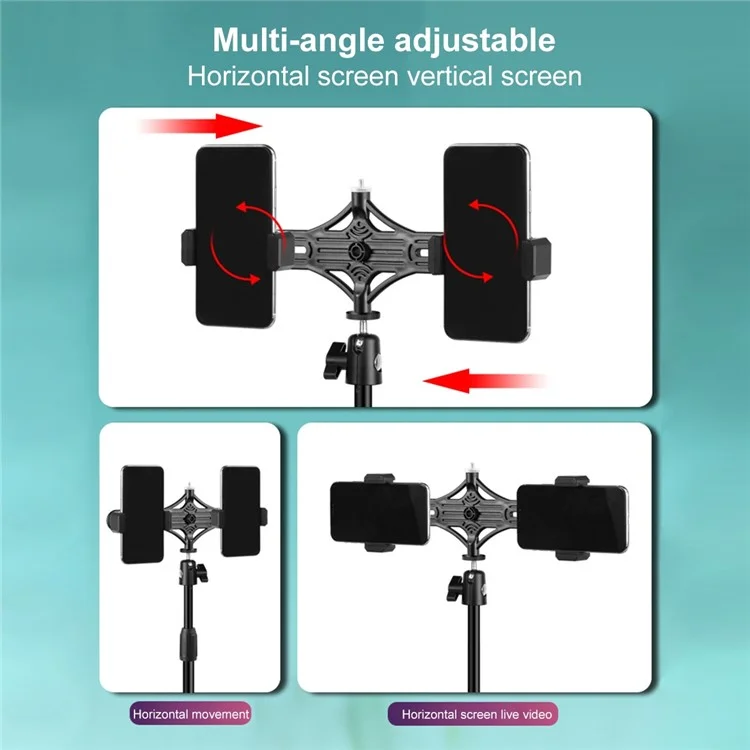 PULUZ PU394 Live Broadcast Dual Phrakets Soporte Horizontal Para Teléfonos Inteligentes