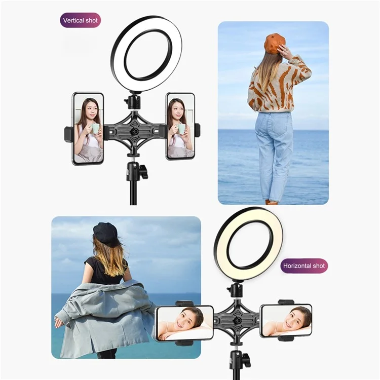 PULUZ PU394 Live Broadcast Dual Phone Brackets Horizontal Holder for Smart Phones