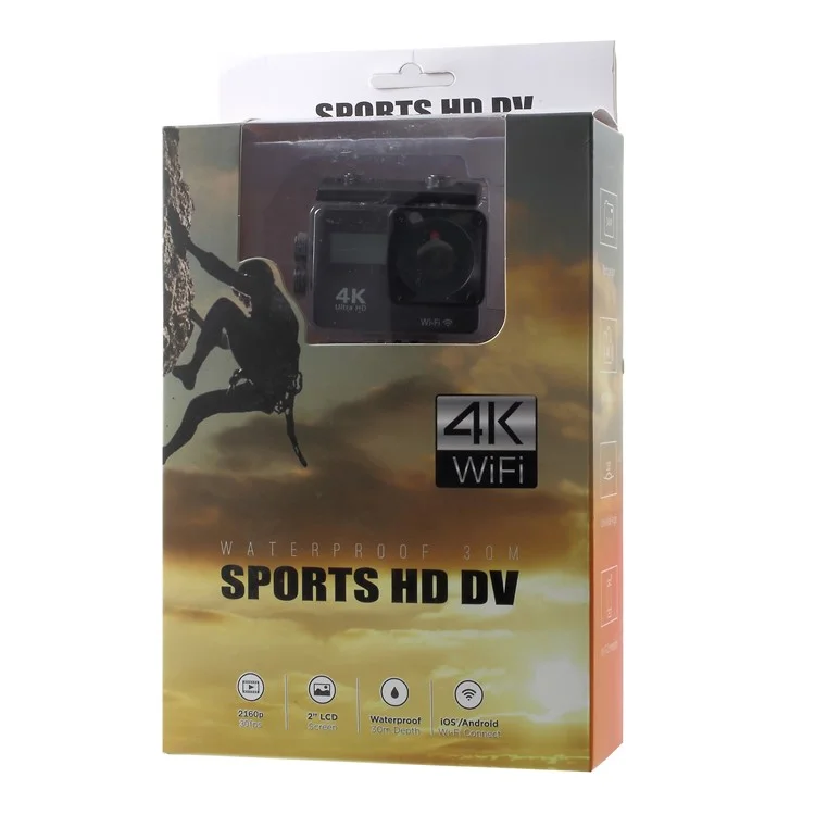 K2TD Double Screen WiFi Mini Camera Waterproof 4K Ultra HD Action Camera Outdoor DV Sports Camera