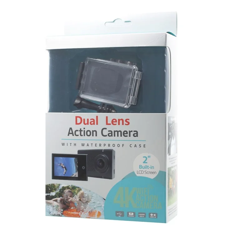 D2 Dual Lens WiFi Camera 2-inch Screen Ultra HD 1080P 4K Sports Action Camera 150° Wide Angle