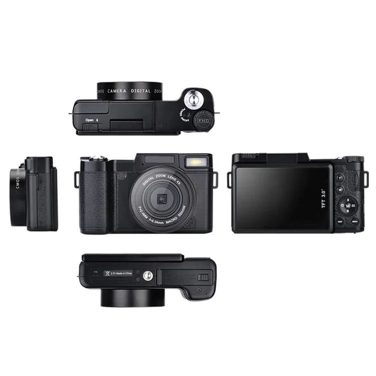 3 Inch TFT Screen 24MP F3.2 4X Zoom Digital Action Camera Video Camcorder - US Plug