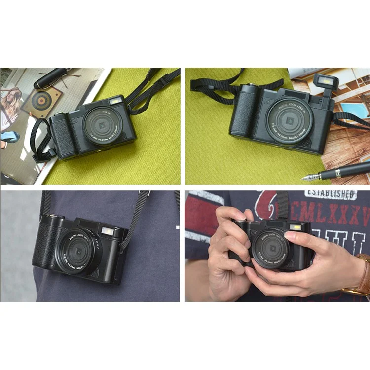 3 Inch TFT Screen 24MP F3.2 4X Zoom Digital Action Camera Video Camcorder - US Plug