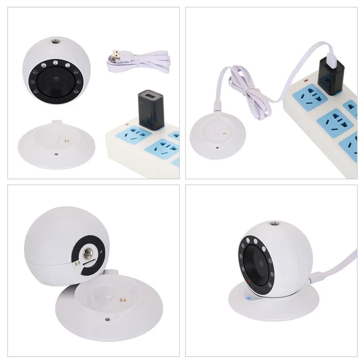 60° Lens Angle Mini Video Camera, Support Night Vision and Motion Detection - White