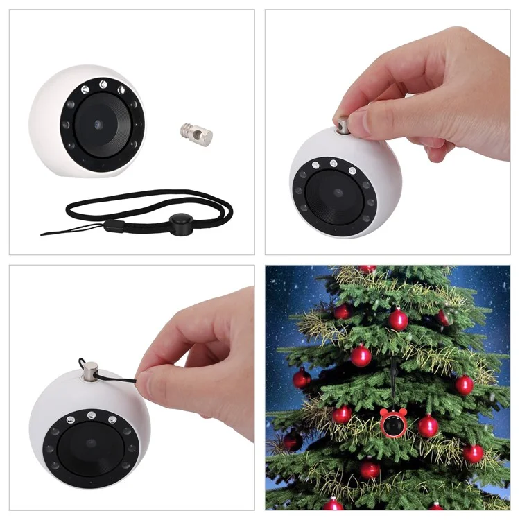 60° Lens Angle Mini Video Camera, Support Night Vision and Motion Detection - White