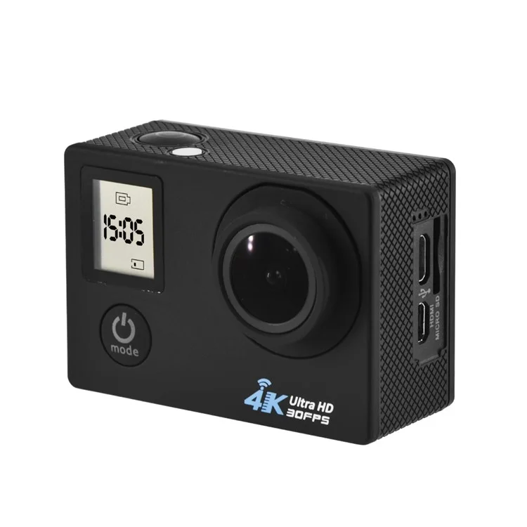 A1 Mini Dual Display Screen 4K Ultra HD Waterproof WiFi Sports Camera - Black