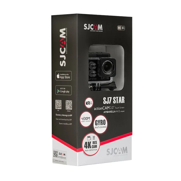 SJCAM OEM SJ7 STAR WiFi 4K Action Camera 2.0" Touch Screen 166 Degree FOV 12MP Multi-language - Black