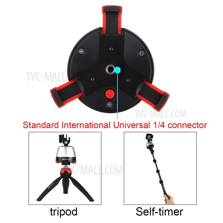 PULUZ PU362 Electronic Rotary Panoramic Tripod Mount with Remote Controller for Phones, GoPro, DSLR Cameras - Red