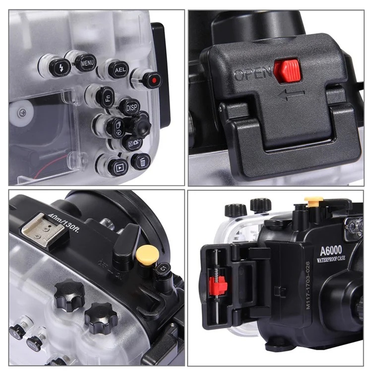 PULUZ Pu7001 for Sony A6000 Camera 40m Underwater Diving Waterproof Housing Case - Black
