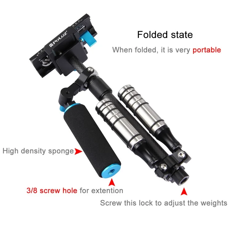 PULUZ P40T Carbon Fiber Handheld Stabilizer Steadicam for DSLR & DV Digital Video & Cameras