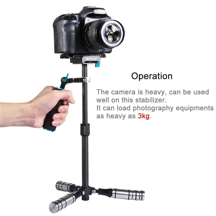 PULUZ P40T Carbon Fiber Handheld Stabilizer Steadicam for DSLR & DV Digital Video & Cameras