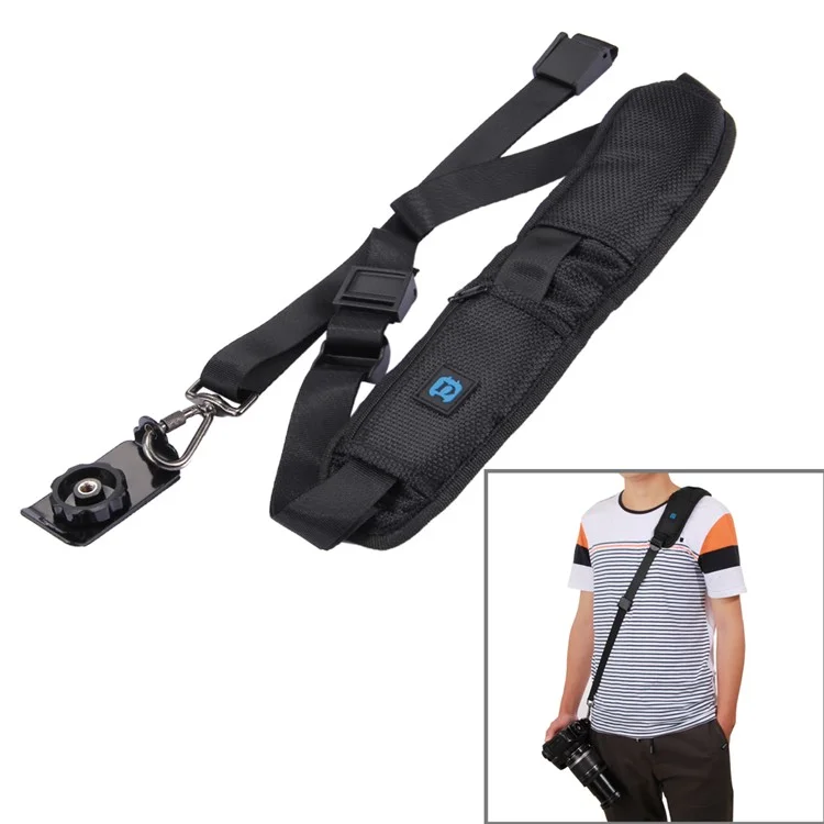 PULUZ Anti-Slip Nylon Quick Release Soft Pad Single Shoulder Camera Strap with Metal Hook for SLR / DSLR Cameras