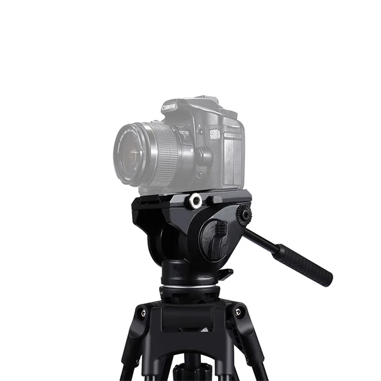 PULUZ PU3501 Heavy Duty Video Camera Tripod Action Fluid Drag Head with Sliding Plate for DSLR & SLR Cameras - Black