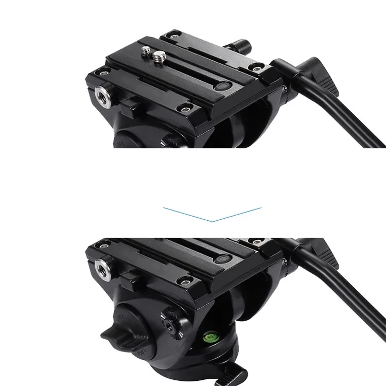 PULUZ PU3501 Heavy Duty Video Camera Tripod Action Fluid Drag Head with Sliding Plate for DSLR & SLR Cameras - Black