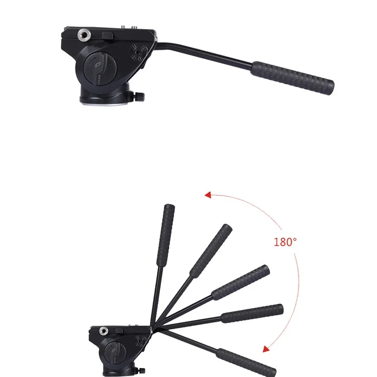 PULUZ PU3501 Heavy Duty Video Camera Tripod Action Fluid Drag Head with Sliding Plate for DSLR & SLR Cameras - Black