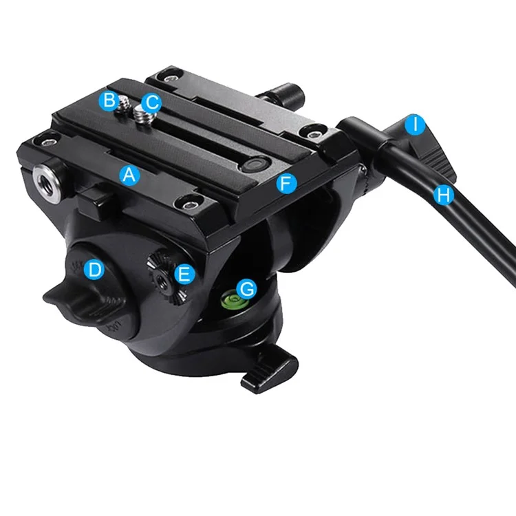 PULUZ PU3501 Heavy Duty Video Camera Tripod Action Fluid Drag Head with Sliding Plate for DSLR & SLR Cameras - Black
