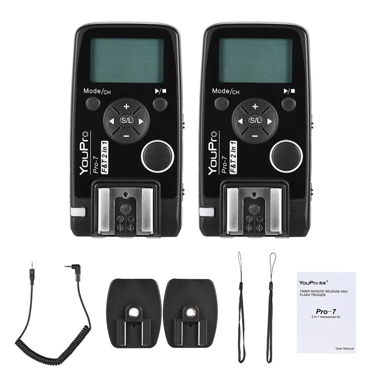 Wireless Flash Trigger with E3 2.5mm PC Sync & Shutter Cable for Canon Camera