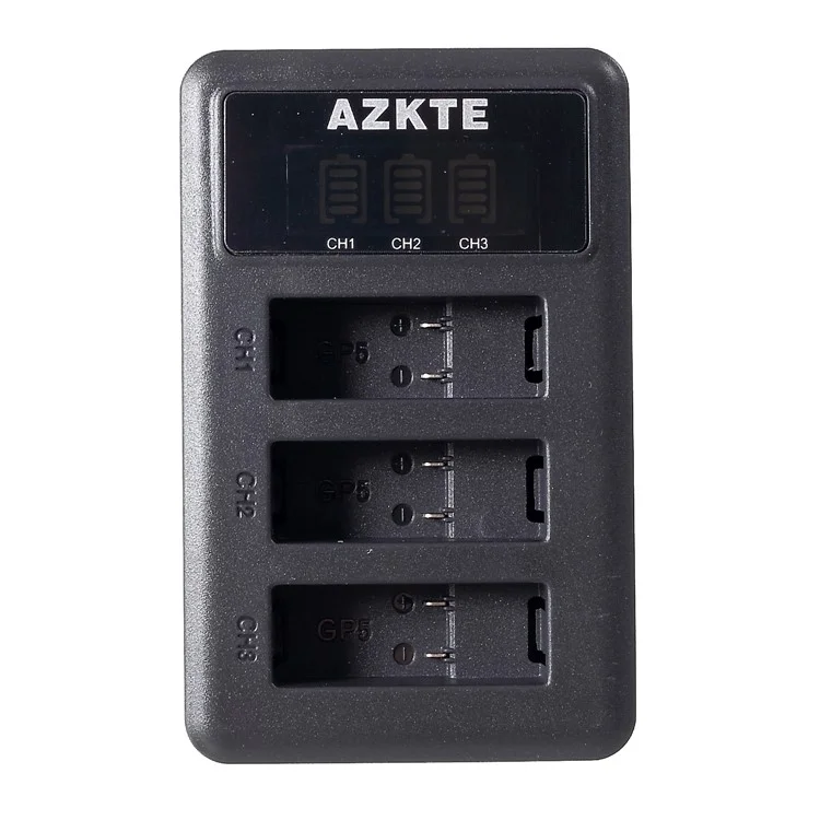 AZKTE AT850 [affichage Lcd] Chargeur de Batterie à 3 Places Pour GoPro Hero 5 6 7