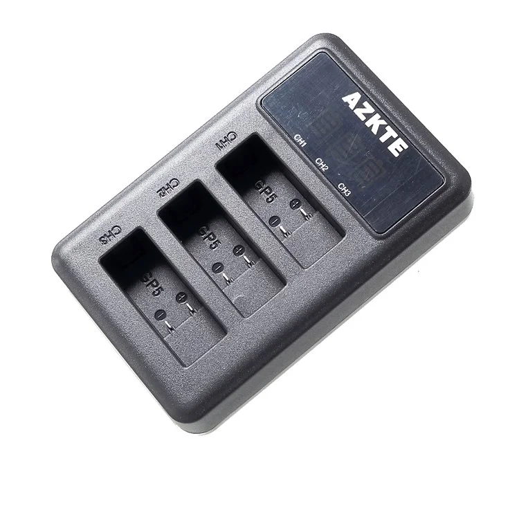 AZKTE AT850 [LCD Display] 3-slot Battery Charger for GoPro Hero 5 6 7