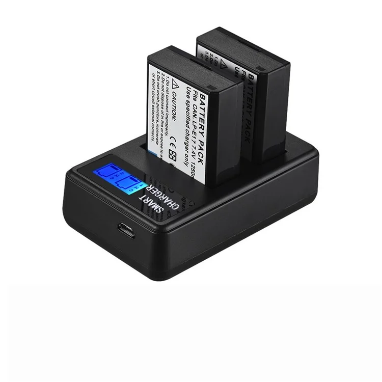 LCD Display 2-Channel LP-E17 Battery USB Charger for Canon EOS M3 M5, EOS 750D 760D etc