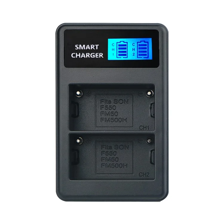 LCD Display Dual-Channel USB Charger for Sony NP-FM500H BC-VM50 NP-FM50 NP-FM55H NP-F550 Battery