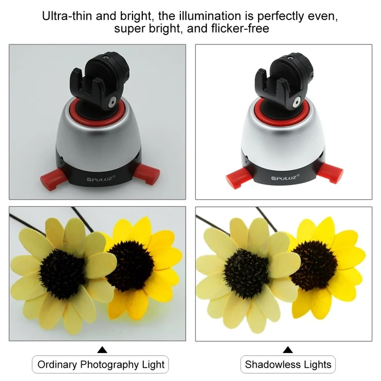 PULUZ PU5138 1200LM LED-Fotografie-Shadowless-Bodenlichtlampe für 40-cm-Fotostudio-Shootingzelt-Box ohne Polarisierung - EU-Stecker