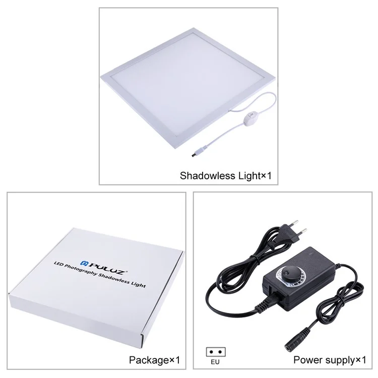 PULUZ PU5138 1200LM LED-Fotografie-Shadowless-Bodenlichtlampe für 40-cm-Fotostudio-Shootingzelt-Box ohne Polarisierung - EU-Stecker