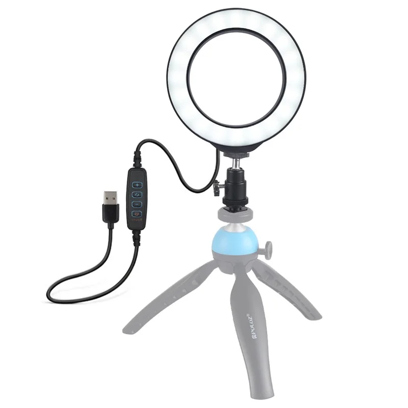 Puluz PU377 4,6 Polegadas 3 Modos Dimmable LED Light Light Video Preenche a Luz Com Sapato Frio de 360 ​​graus de Tripé Ball Head - Preto