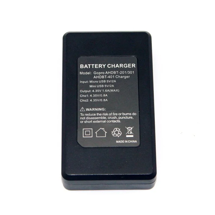 Dual Battery Charger for Gopro Hero 4 3+ 3 Camera AHDBT-201/301/401 Battery