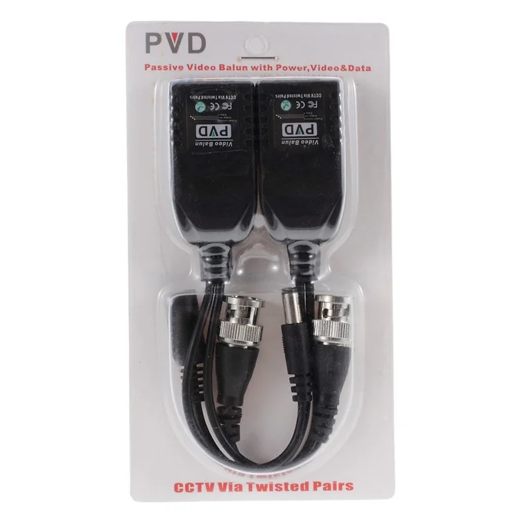 2PCS Enhanced 1CH Passive CCTV Video Balun for Power & Video RJ45 Interface with 10cm Cable PVD2001