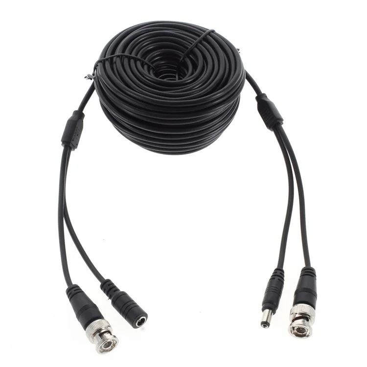15m CCTV Video & Power Cable for Surveillance System and HD-SDI Camera System - Black