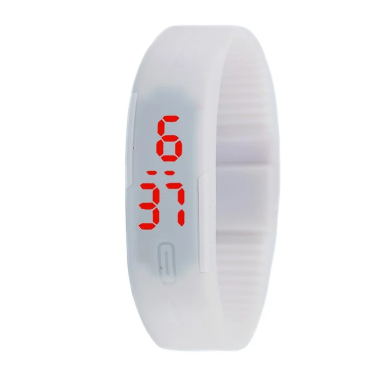 Touch Screen LED Watch Digital Bracelet Plastic Band - White