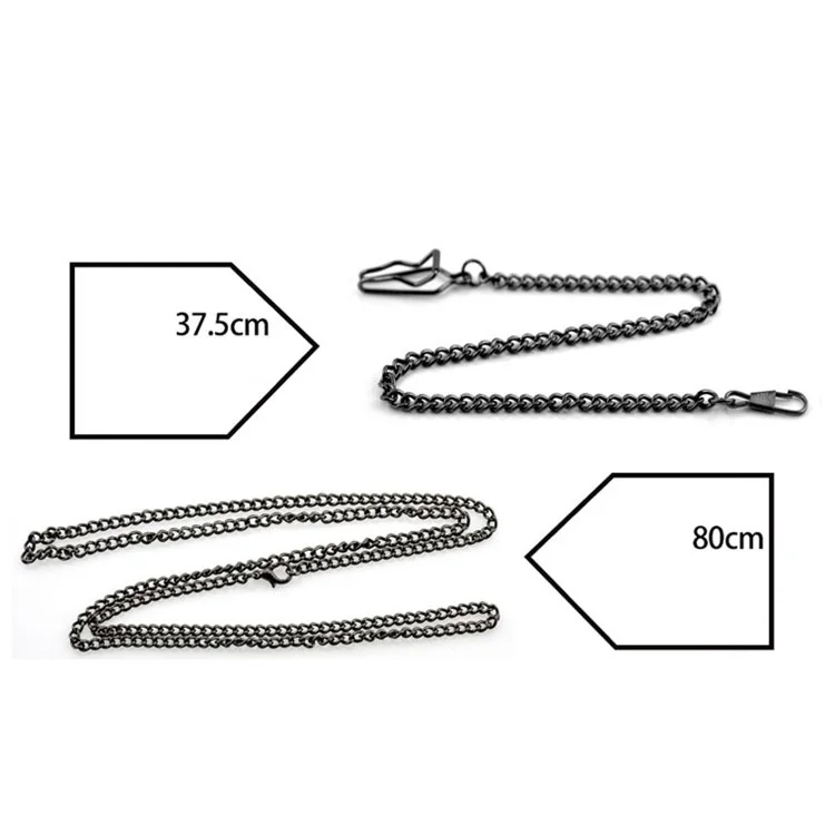 Retro Hohldrehender Flip-Taschenuhr mit Quarz, rundes Zifferblatt mit Kette - 37,5 cm Standard-Kette