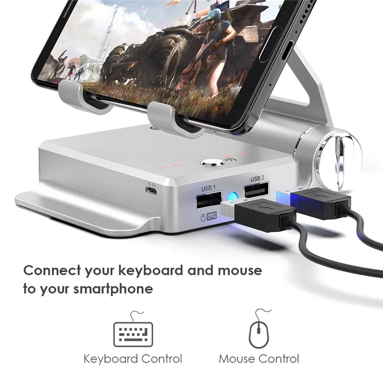 GAMESIR X1 Battle Dock Phone Game Playing Desktop Stand with Dual USB Ports - Silver
