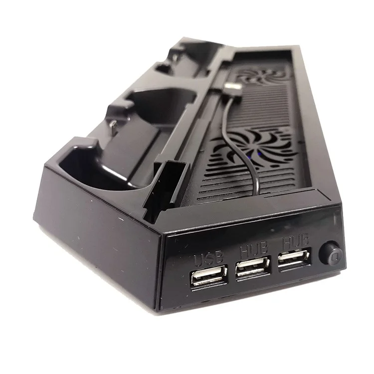 Supporto multiuso per console con ventole di raffreddamento e slot per la ricarica di due controller per PS4