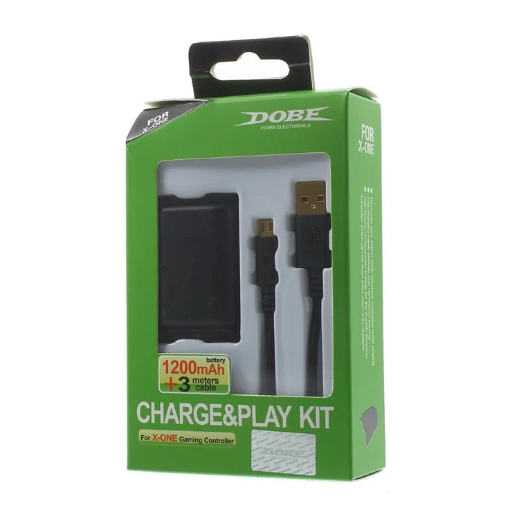 DOBE TYX-689 Rechargeable 1200mAh Battery Pack for Xbox One Controller + 3m Micro USB Cable Kit