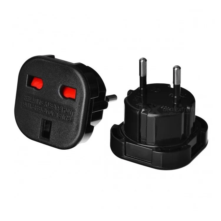 10pcs / Setzen Sie Großbritannien Auf EU AC Power Travel -stecker -adapter -sockel -konverter - Schwarz