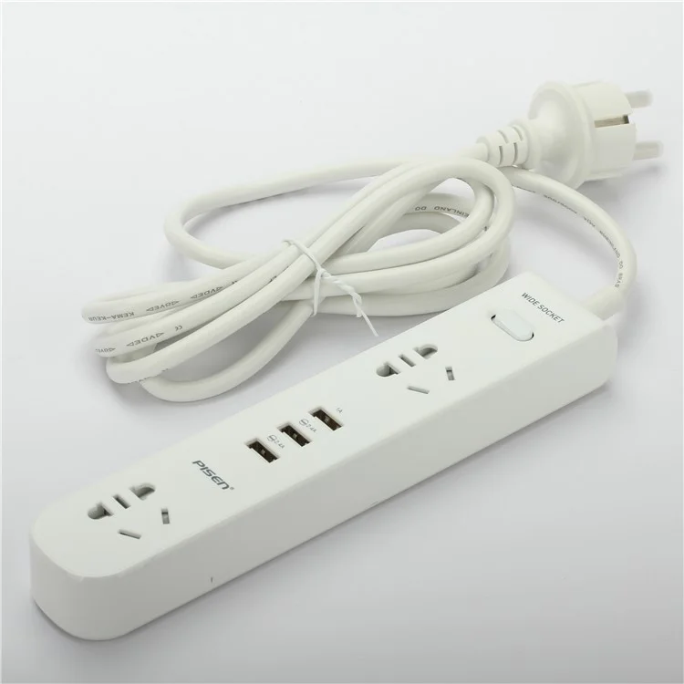 PISEN K-23 Smart Power Strip with 2 Power Sockets + 3 USB Ports - EU Plug